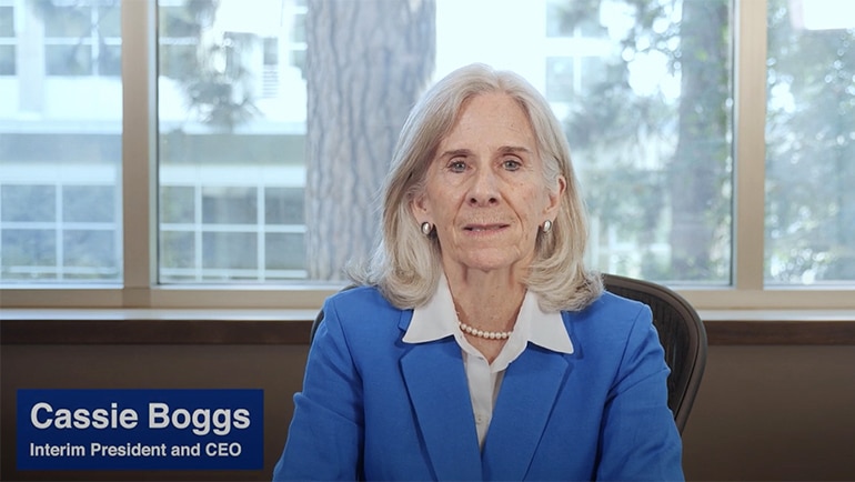 Cassie Boggs talking during an interview