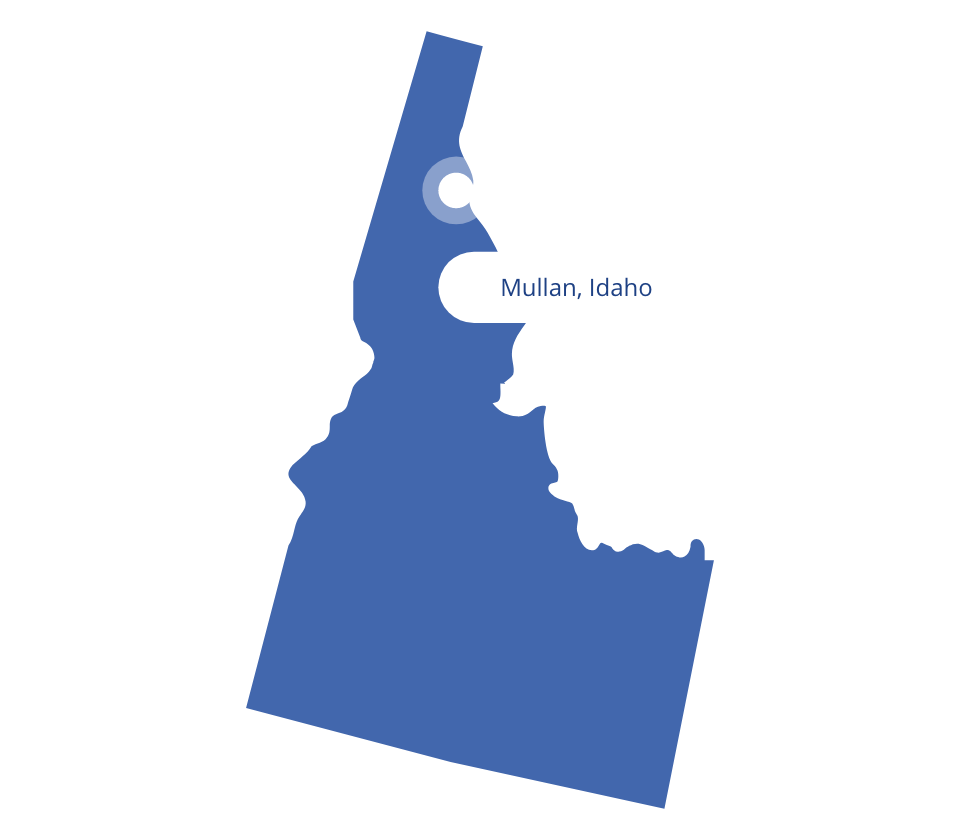Where Mullan Idaho is on a map.