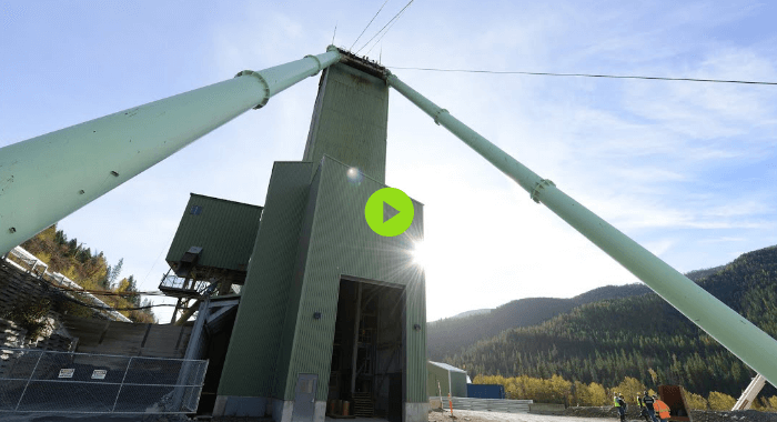 A photo of a green building at the Lucky Friday Mine.