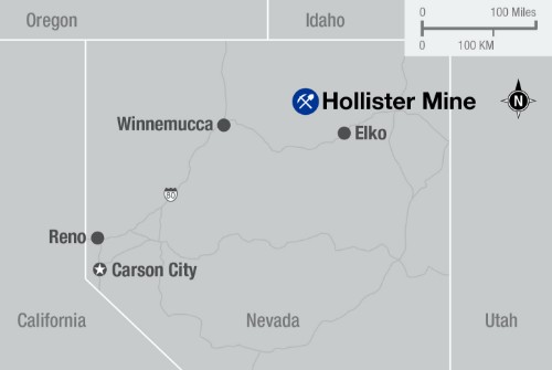 An image of where the Hollister Mine in Nevada is located.