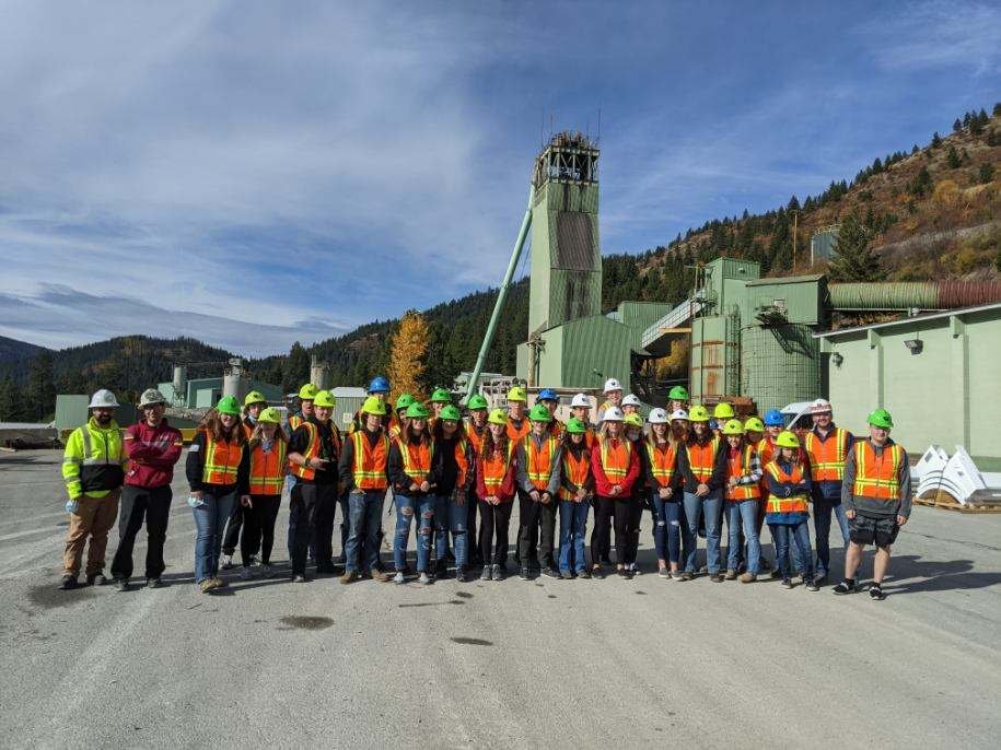 Hecla mining workers at the job site taking a group photo