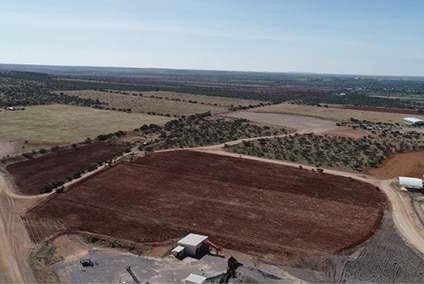 Aerial view of ranching land