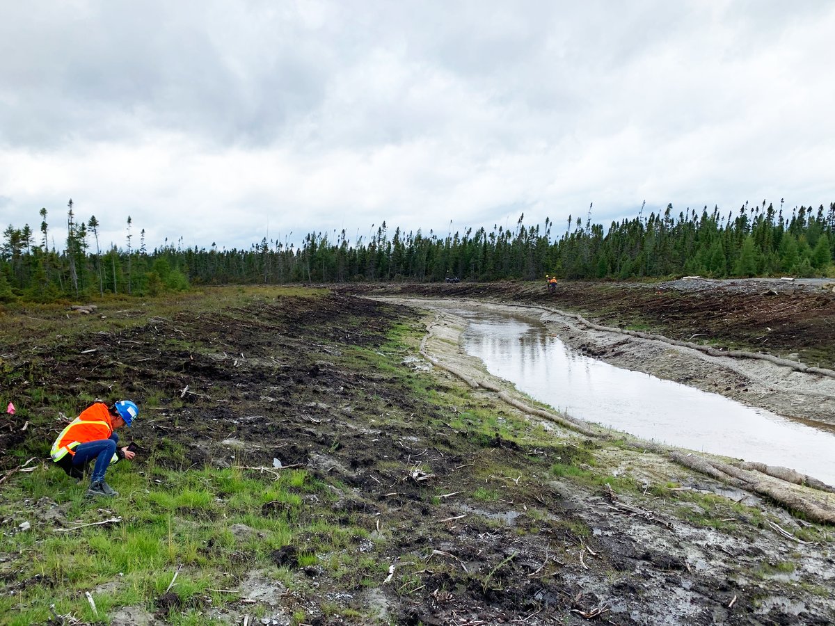 Hecla team member using a device to monitor the soil